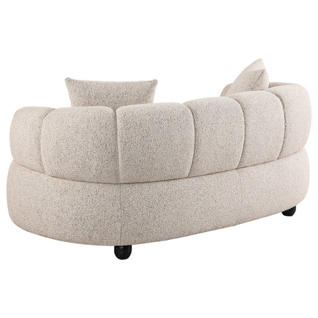 Whitney Channel Tufted Boucle Sofa, Loveseat & Accent Chair - Rounded Arms in Pebble, Contemporary Living Room Sets – view 18
