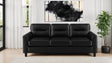 Scotland Track Arm Sofa, Loveseat & Chair - Black Faux Leather Living Room Sets – view 1