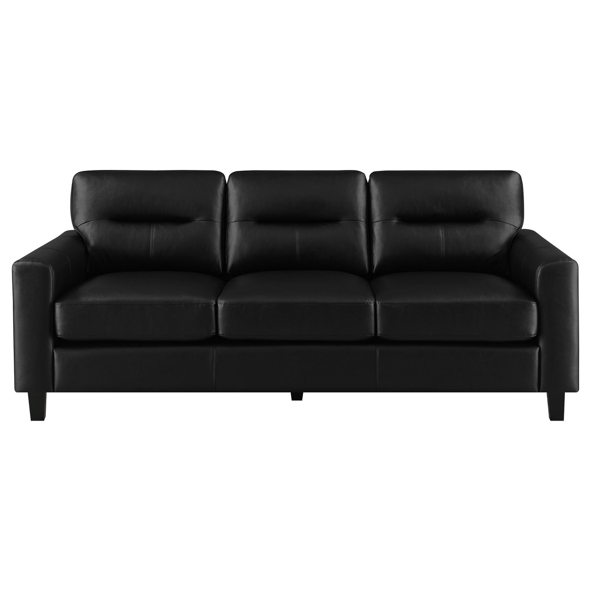 Scotland Track Arm Sofa, Loveseat & Chair - Black Faux Leather Living Room Sets – view 9