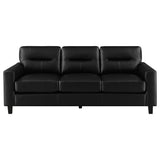 Scotland Track Arm Sofa, Loveseat & Chair - Black Faux Leather Living Room Sets – view 9