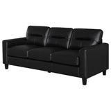 Scotland Track Arm Sofa, Loveseat & Chair - Black Faux Leather Living Room Sets – view 10
