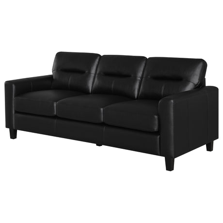 Scotland Track Arm Sofa, Loveseat & Chair - Black Faux Leather Living Room Sets – view 10