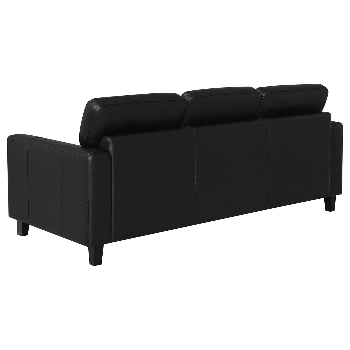 Scotland Track Arm Sofa, Loveseat & Chair - Black Faux Leather Living Room Sets – view 12