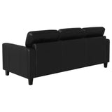 Scotland Track Arm Sofa, Loveseat & Chair - Black Faux Leather Living Room Sets – view 12
