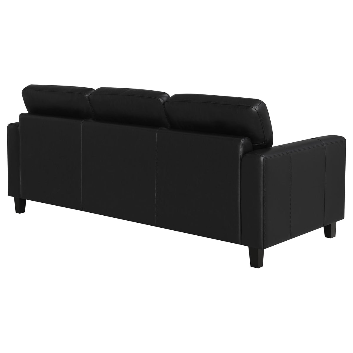 Scotland Track Arm Sofa, Loveseat & Chair - Black Faux Leather Living Room Sets – view 13