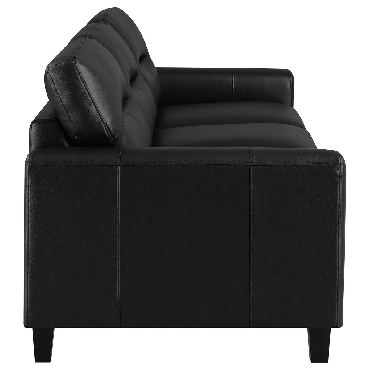 Scotland Track Arm Sofa, Loveseat & Chair - Black Faux Leather Living Room Sets – view 14