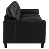 Scotland Track Arm Sofa, Loveseat & Chair - Black Faux Leather Living Room Sets – view 14