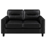 Scotland Track Arm Sofa, Loveseat & Chair - Black Faux Leather Living Room Sets – view 18