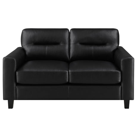 Scotland Track Arm Sofa, Loveseat & Chair - Black Faux Leather Living Room Sets – view 18