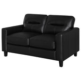 Scotland Track Arm Sofa, Loveseat & Chair - Black Faux Leather Living Room Sets – view 19