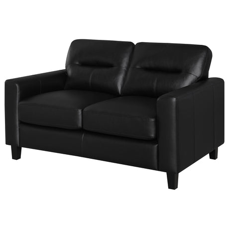 Scotland Track Arm Sofa, Loveseat & Chair - Black Faux Leather Living Room Sets – view 19