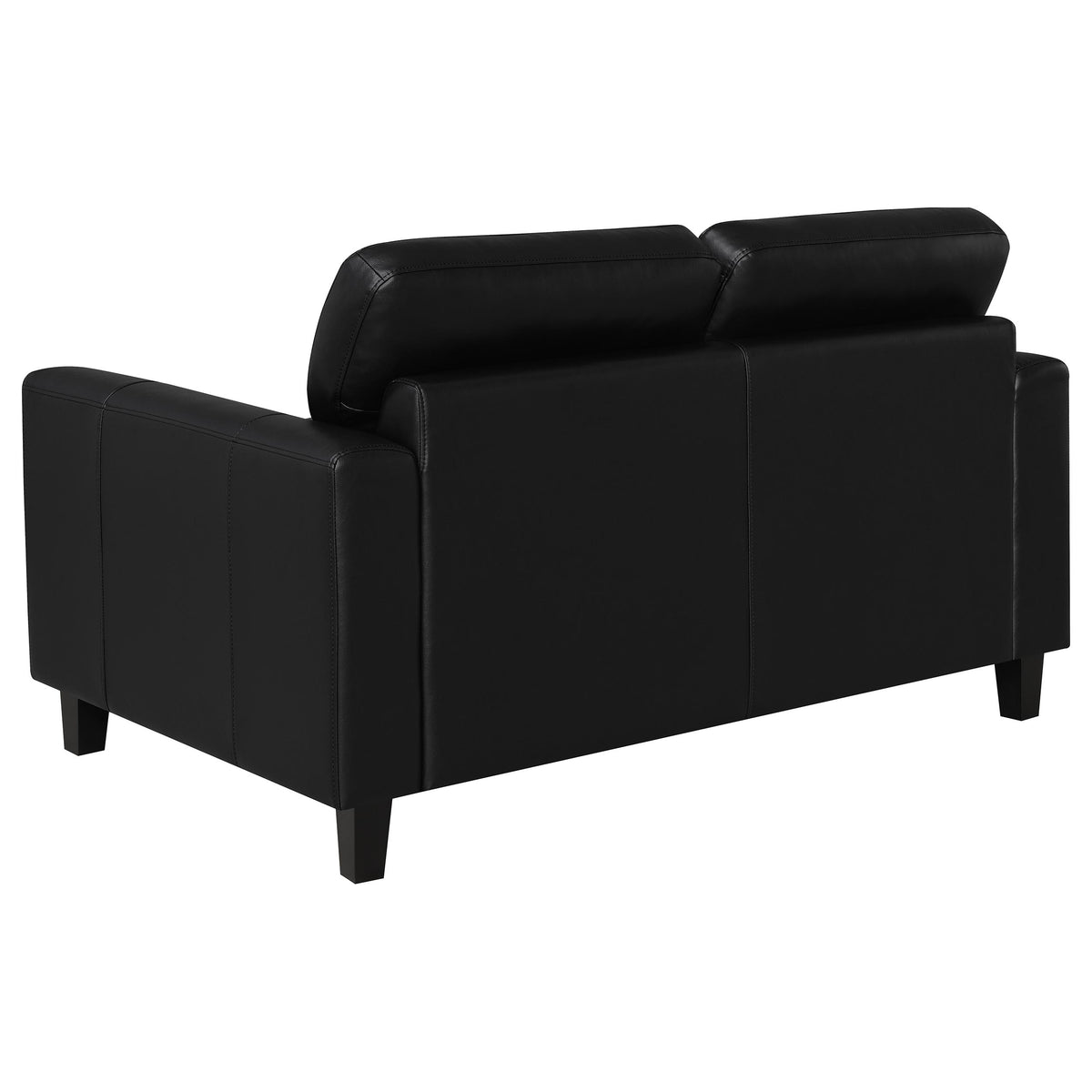 Scotland Track Arm Sofa, Loveseat & Chair - Black Faux Leather Living Room Sets