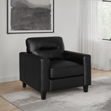 Scotland Track Arm Sofa, Loveseat & Chair - Black Faux Leather Living Room Sets - lifestyle