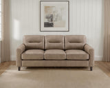 Scotland Track Arm Sofa, Loveseat & Chair - Brown Faux Leather Living Room Sets – view 1