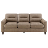Scotland Track Arm Sofa, Loveseat & Chair - Brown Faux Leather Living Room Sets – view 10