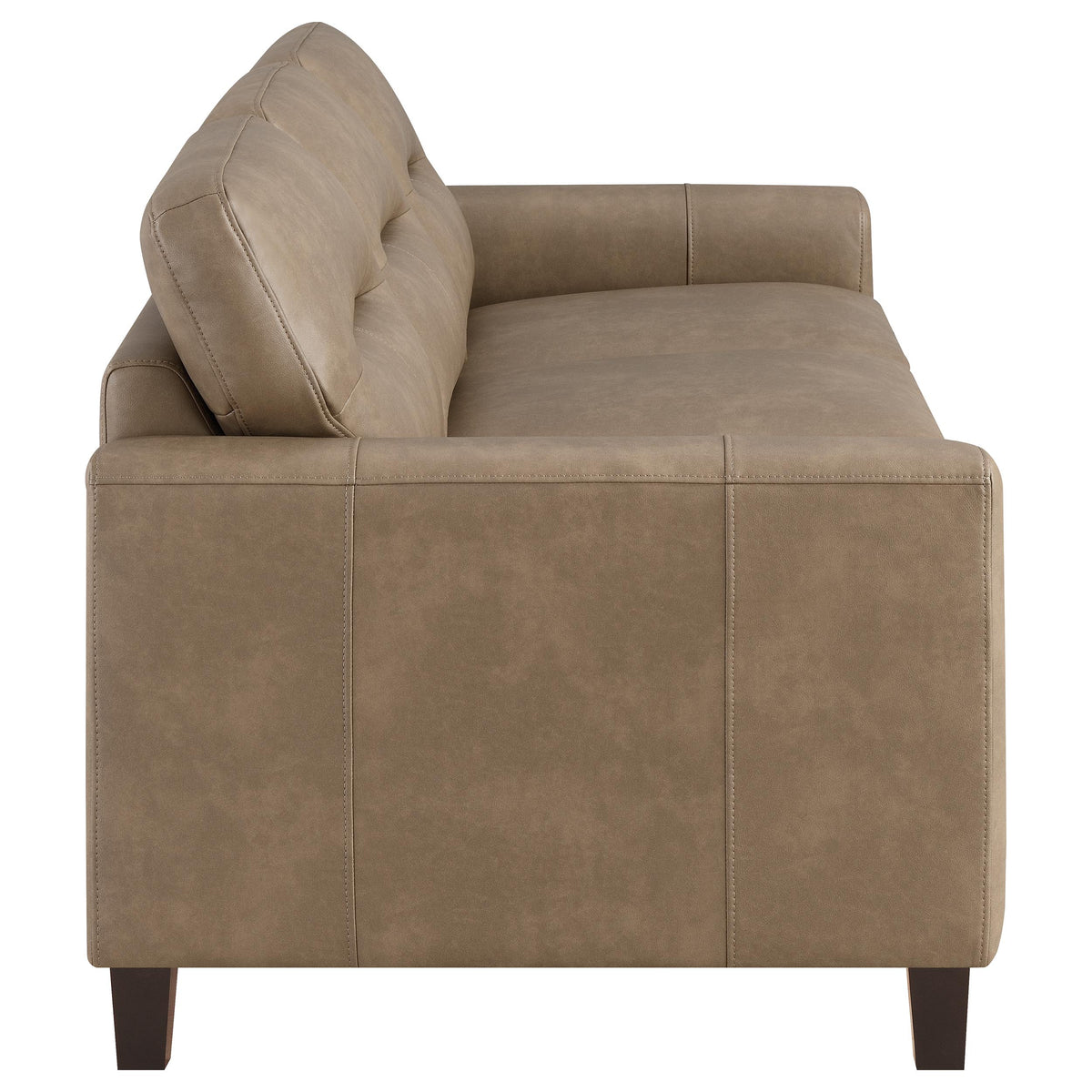 Scotland Track Arm Sofa, Loveseat & Chair - Brown Faux Leather Living Room Sets – view 15