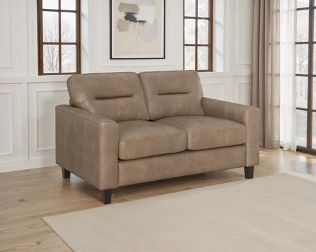 Scotland Track Arm Sofa, Loveseat & Chair - Brown Faux Leather Living Room Sets – view 2