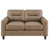 Scotland Track Arm Sofa, Loveseat & Chair - Brown Faux Leather Living Room Sets – view 19