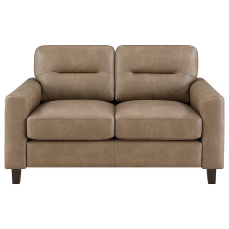 Scotland Track Arm Sofa, Loveseat & Chair - Brown Faux Leather Living Room Sets – view 19