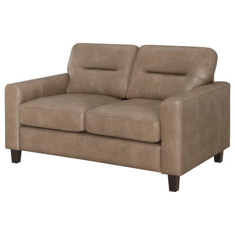 Scotland Track Arm Sofa, Loveseat & Chair - Brown Faux Leather Living Room Sets – view 20