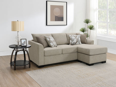 Storey Sleeper Sectional Chaise Sofa - Camel Chenille with Pull-Out Bed & Geometric Accent Pillows – view 3