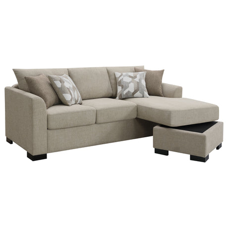 Storey Sleeper Sectional Chaise Sofa - Camel Chenille with Pull-Out Bed & Geometric Accent Pillows – view 5