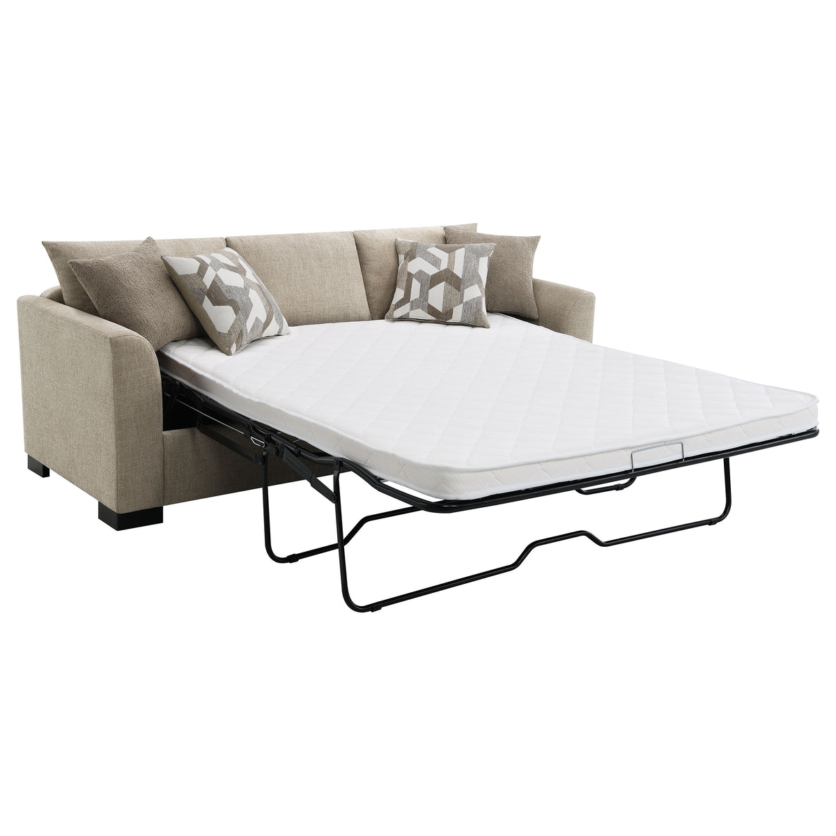 Storey Sleeper Sectional Chaise Sofa - Camel Chenille with Pull-Out Bed & Geometric Accent Pillows – view 6