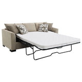 Storey Sleeper Sectional Chaise Sofa - Camel Chenille with Pull-Out Bed & Geometric Accent Pillows – view 6