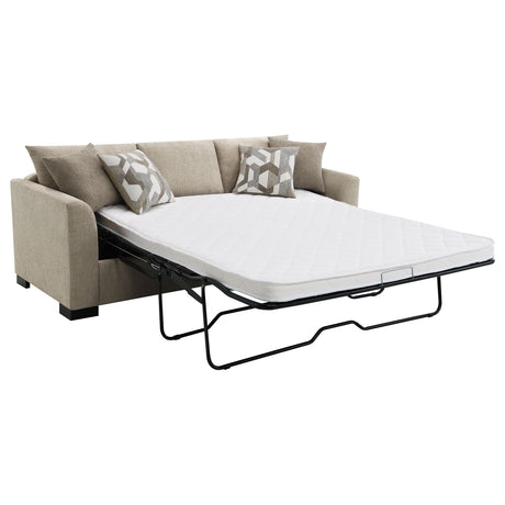 Storey Sleeper Sectional Chaise Sofa - Camel Chenille with Pull-Out Bed & Geometric Accent Pillows – view 6