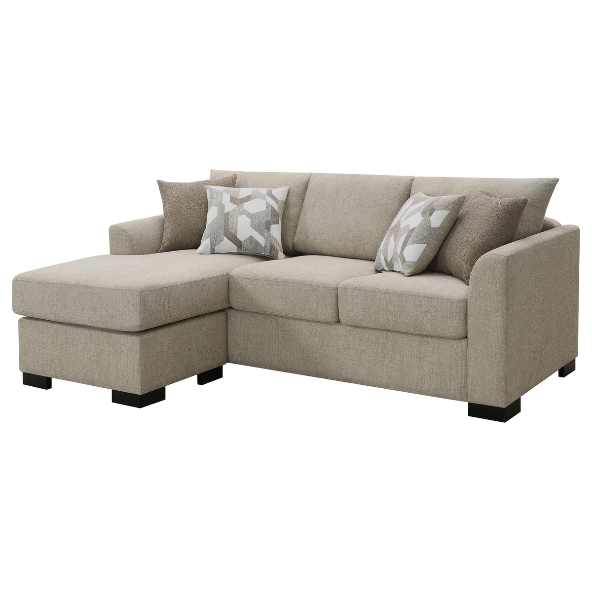 Storey Sleeper Sectional Chaise Sofa - Camel Chenille with Pull-Out Bed & Geometric Accent Pillows – view 7