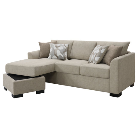 Storey Sleeper Sectional Chaise Sofa - Camel Chenille with Pull-Out Bed & Geometric Accent Pillows – view 8