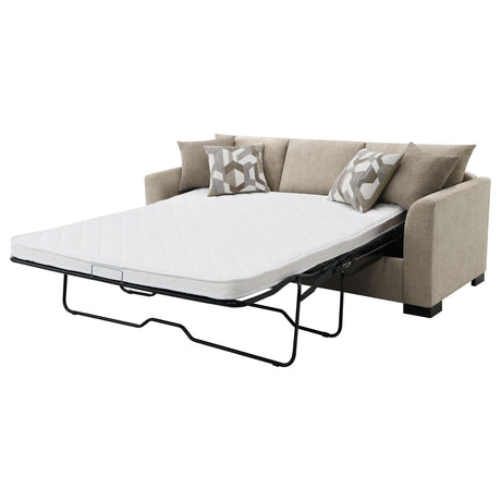 Storey Sleeper Sectional Chaise Sofa - Camel Chenille with Pull-Out Bed & Geometric Accent Pillows – view 9