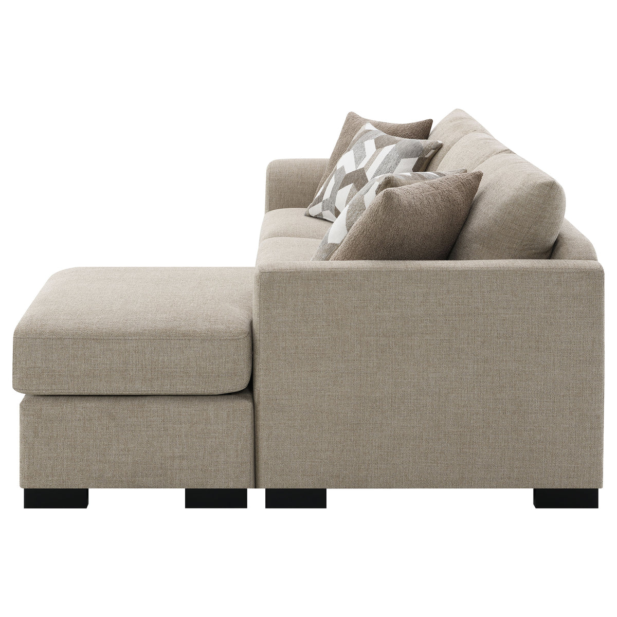 Storey Sleeper Sectional Chaise Sofa - Camel Chenille with Pull-Out Bed & Geometric Accent Pillows – view 12