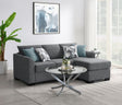 Storey Sleeper Sectional Sofa with Chaise - Grey Chenille with Rounded Track Arms & Accent Pillows – view 1
