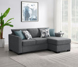 Storey Sleeper Sectional Sofa with Chaise - Grey Chenille with Rounded Track Arms & Accent Pillows – view 3