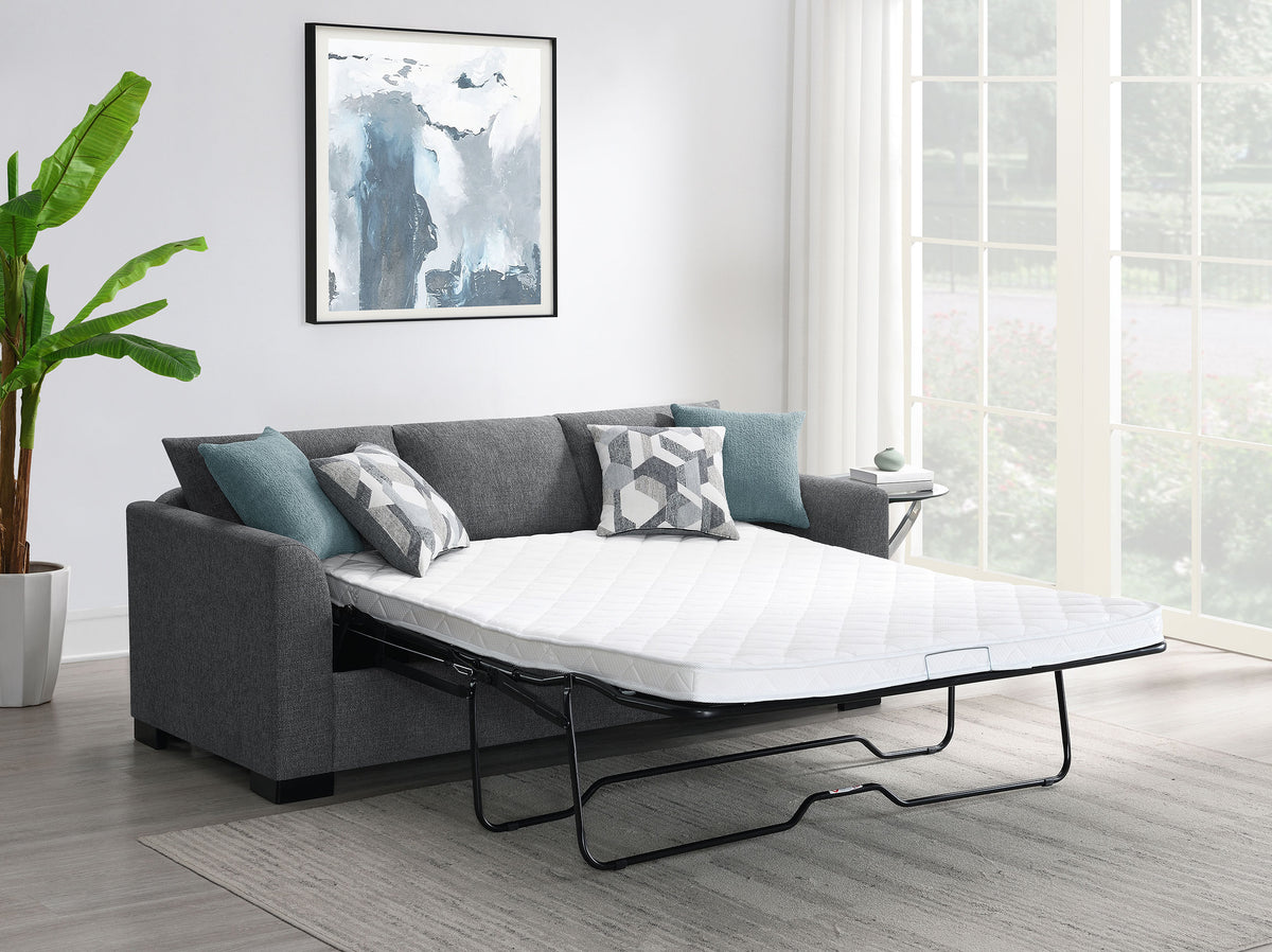 Storey Sleeper Sectional Sofa with Chaise - Grey Chenille with Rounded Track Arms & Accent Pillows – view 4