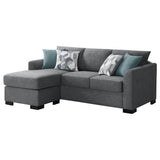 Storey Sleeper Sectional Sofa with Chaise - Grey Chenille with Rounded Track Arms & Accent Pillows – view 7