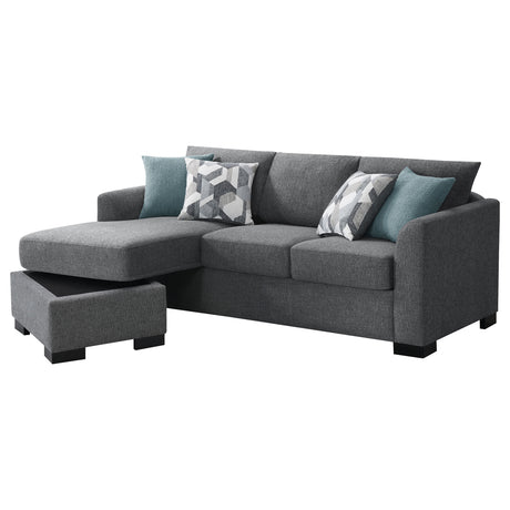 Storey Sleeper Sectional Sofa with Chaise - Grey Chenille with Rounded Track Arms & Accent Pillows – view 8