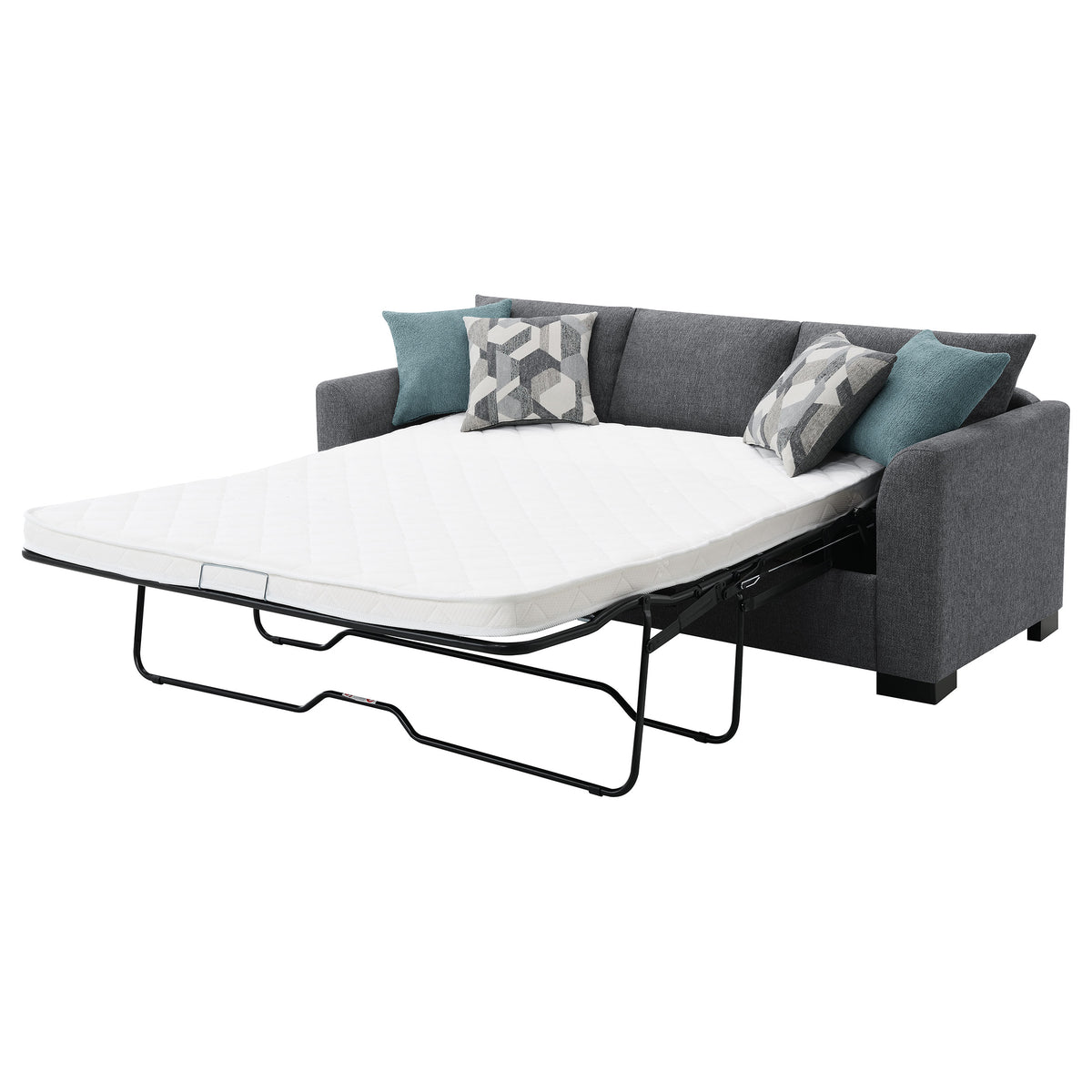 Storey Sleeper Sectional Sofa with Chaise - Grey Chenille with Rounded Track Arms & Accent Pillows – view 9