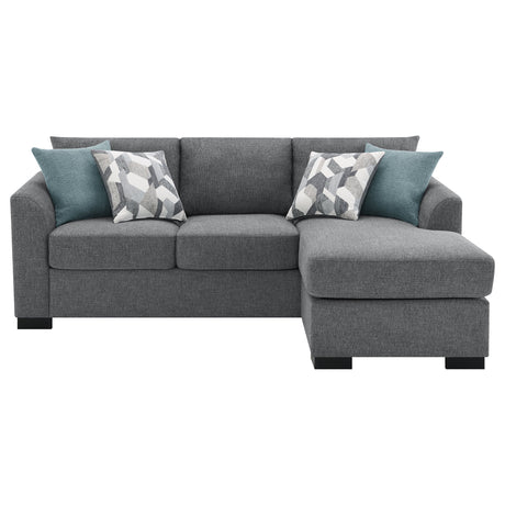 Storey Sleeper Sectional Sofa with Chaise - Grey Chenille with Rounded Track Arms & Accent Pillows – view 10
