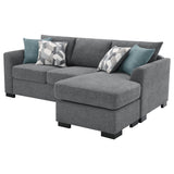 Storey Sleeper Sectional Sofa with Chaise - Grey Chenille with Rounded Track Arms & Accent Pillows – view 11