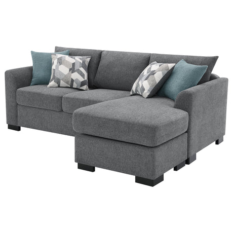 Storey Sleeper Sectional Sofa with Chaise - Grey Chenille with Rounded Track Arms & Accent Pillows – view 11