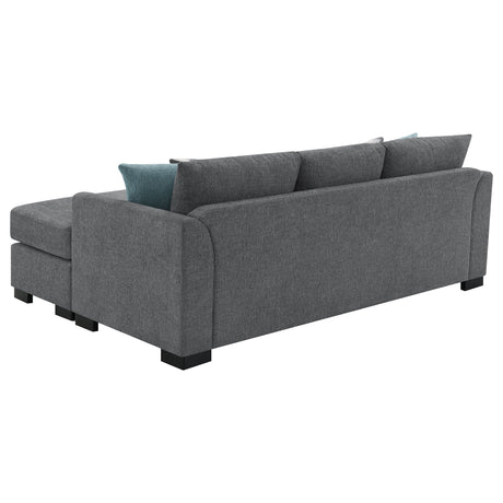 Storey Sleeper Sectional Sofa with Chaise - Grey Chenille with Rounded Track Arms & Accent Pillows – view 13