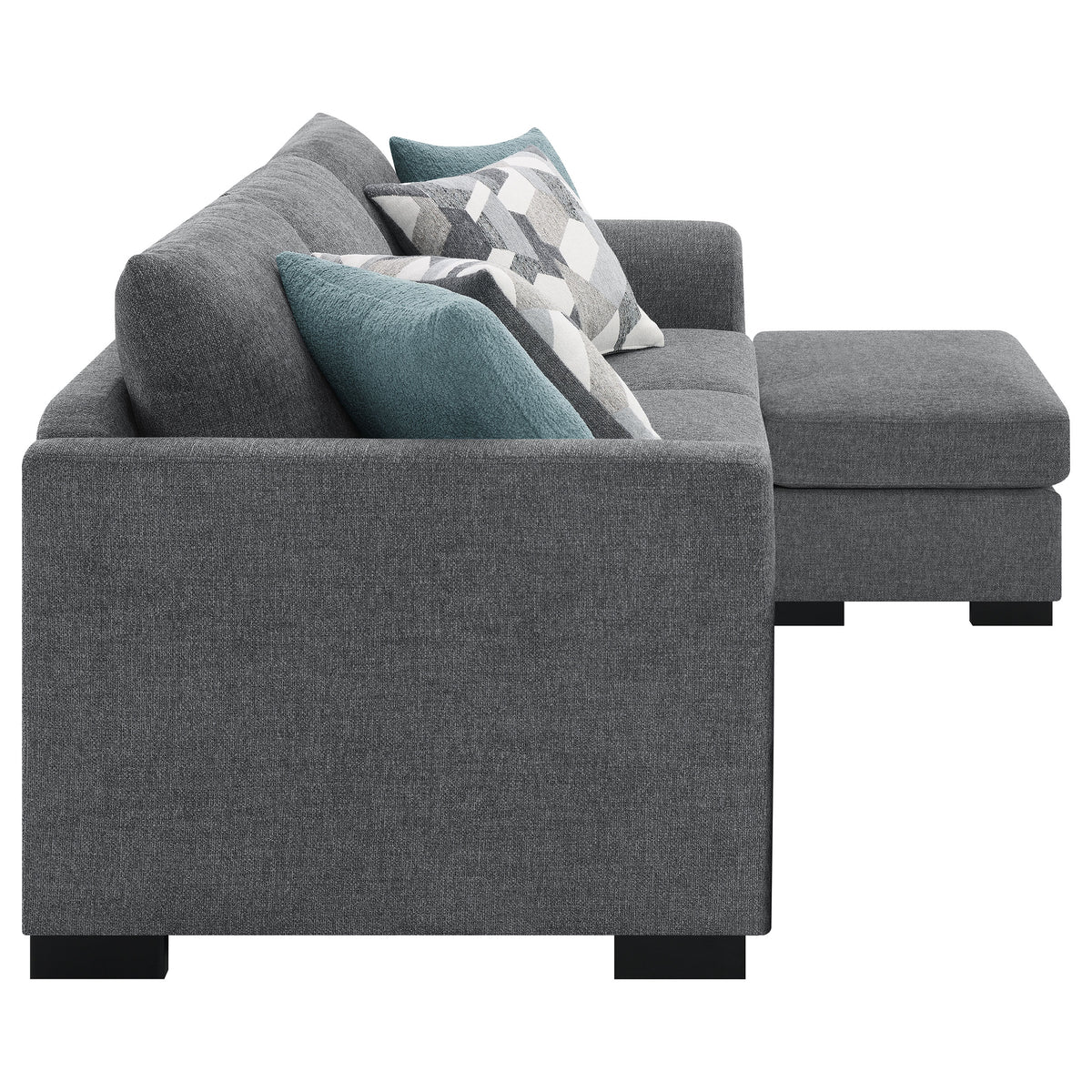 Storey Sleeper Sectional Sofa with Chaise - Grey Chenille with Rounded Track Arms & Accent Pillows – view 15