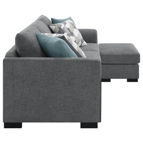 Storey Sleeper Sectional Sofa with Chaise - Grey Chenille with Rounded Track Arms & Accent Pillows – view 15