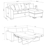 Storey Sleeper Sectional Sofa with Chaise - Grey Chenille with Rounded Track Arms & Accent Pillows – view 19