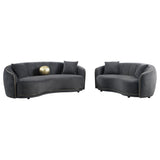 Brookside Curved Velvet Sofa & Loveseat - Channel Tufted Dark Grey with Gold Trim, Modern Living Room Sets – view 16