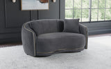 Brookside Curved Velvet Sofa & Loveseat - Channel Tufted Dark Grey with Gold Trim, Modern Living Room Sets – view 2