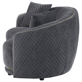 Brookside Curved Velvet Sofa & Loveseat - Channel Tufted Dark Grey with Gold Trim, Modern Living Room Sets – view 20