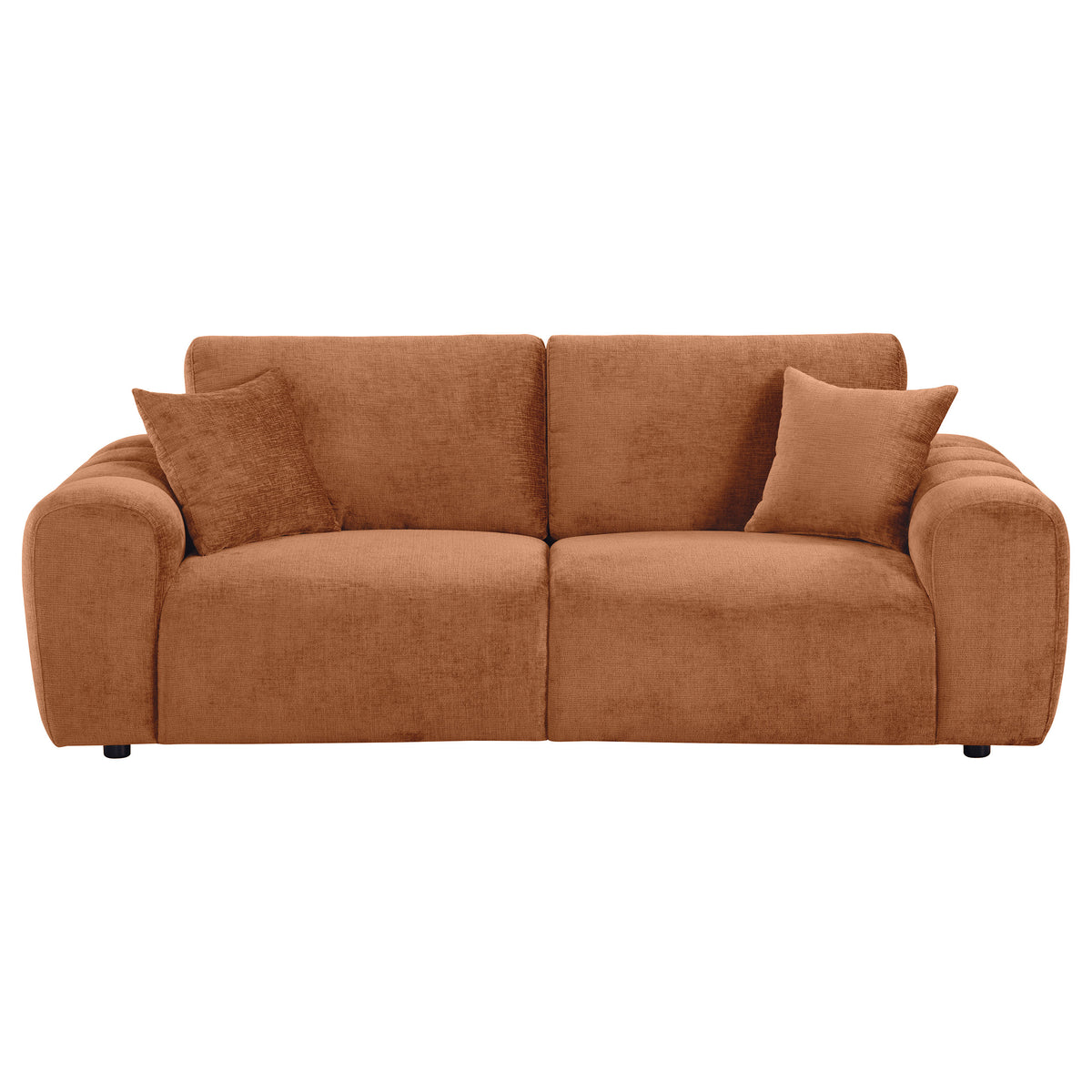 Burnett Wide Arm Chenille Sofa, Loveseat, Chair & Ottoman - Burnt Orange Contemporary Living Room Sets – view 9